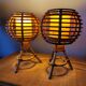 Paire de lampes boules en rotin 60-70