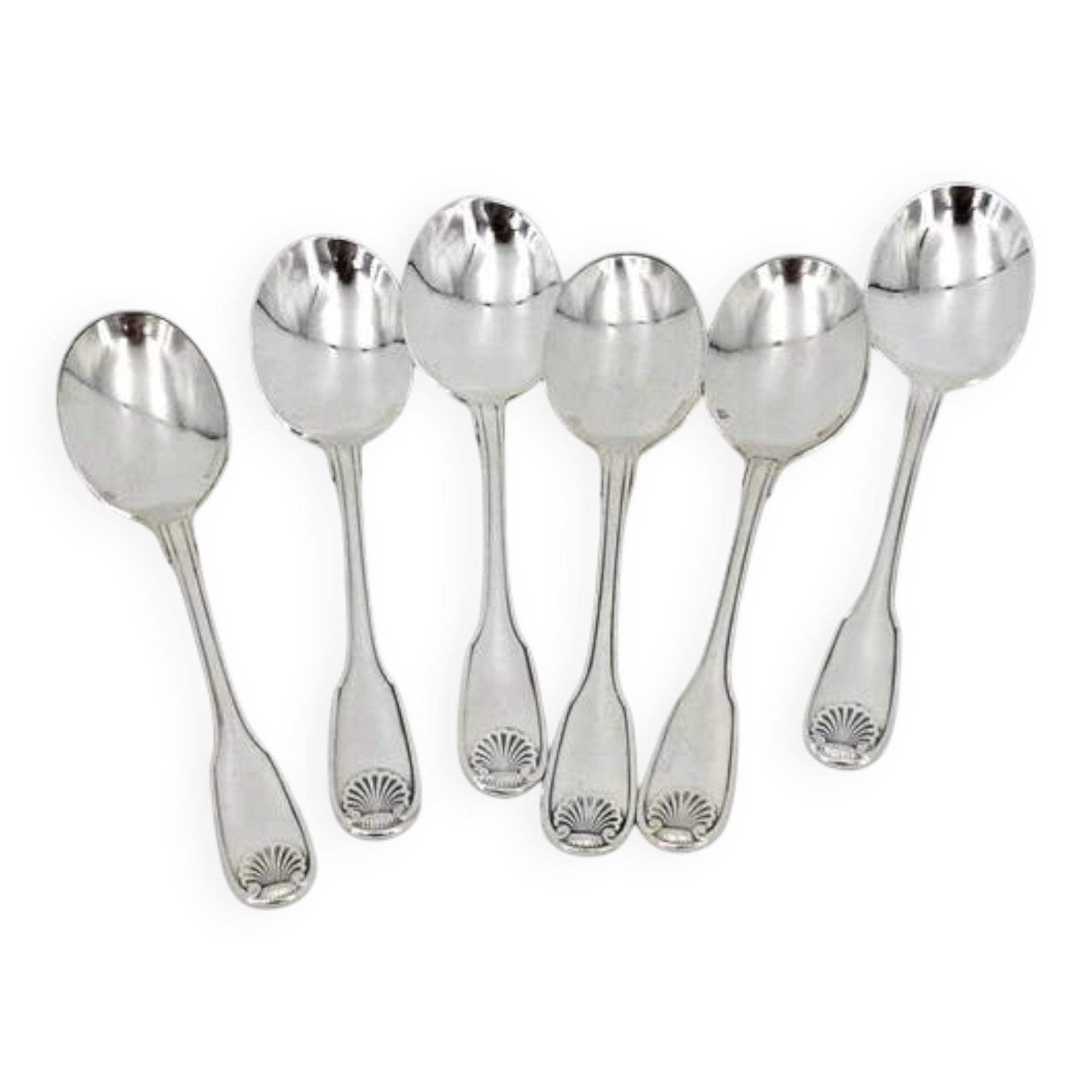 Christofle Vendome model 6 spoons, ice scoops, in silver-plated metal, 12.7 cm