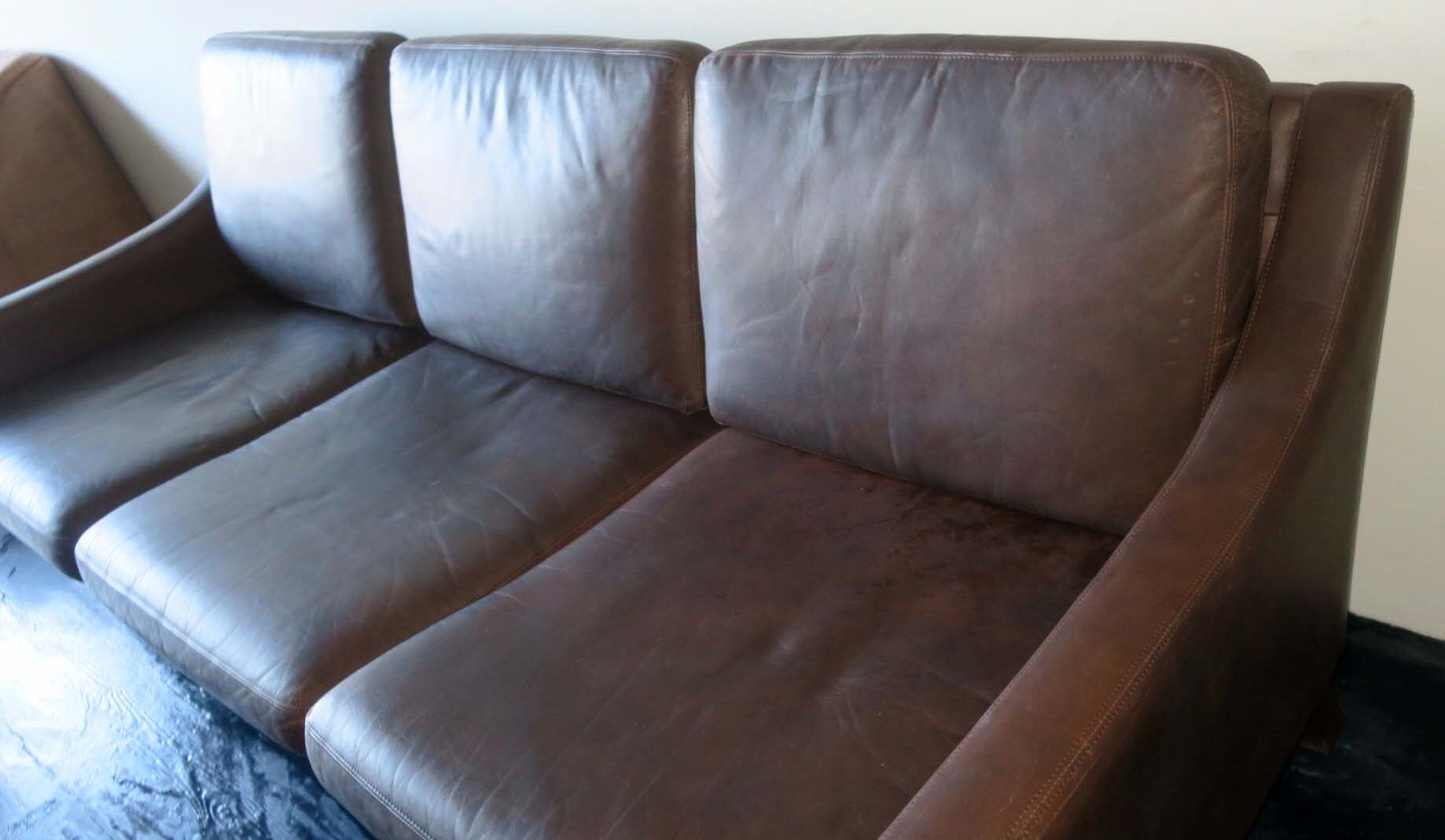 Mid-century danish 3seater sofa in dark brown leather