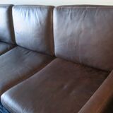 Mid-century danish 3seater sofa in dark brown leather