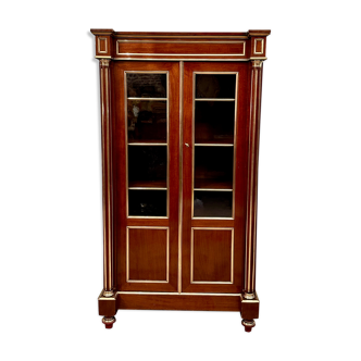 Showcase mahogany bookcase Louis XVI style XIXth era around 1860