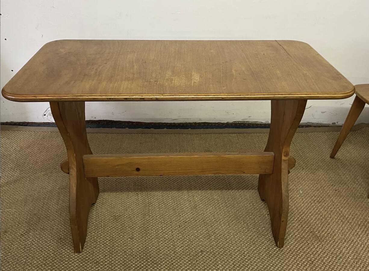 Vintage wooden table and 4 chairs set