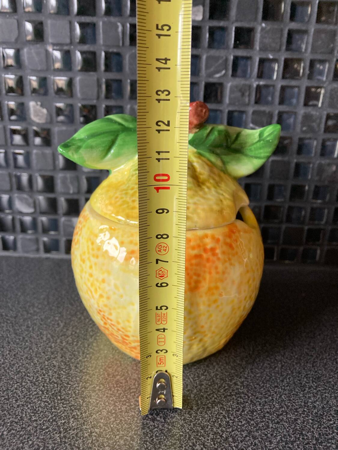 Orange slip sugar bowl