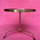 Gueridon/table d’appoint/table a cafe tripode metal dore et plateau ve
