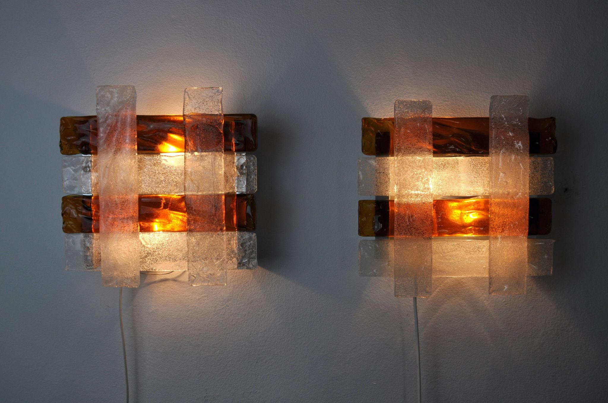 Pair of poliarte sconces by Albano Poli, 1970, Murano Italy