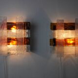 Pair of poliarte sconces by Albano Poli, 1970, Murano Italy