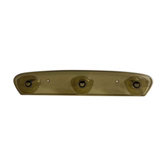 Vintage wall coat holder 70s 3 hooks in smoked plastic