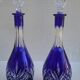 Paire de carafes en cristal bleu cobalt