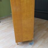 Wardrobe secretary child 60s wood and rattan feet compass