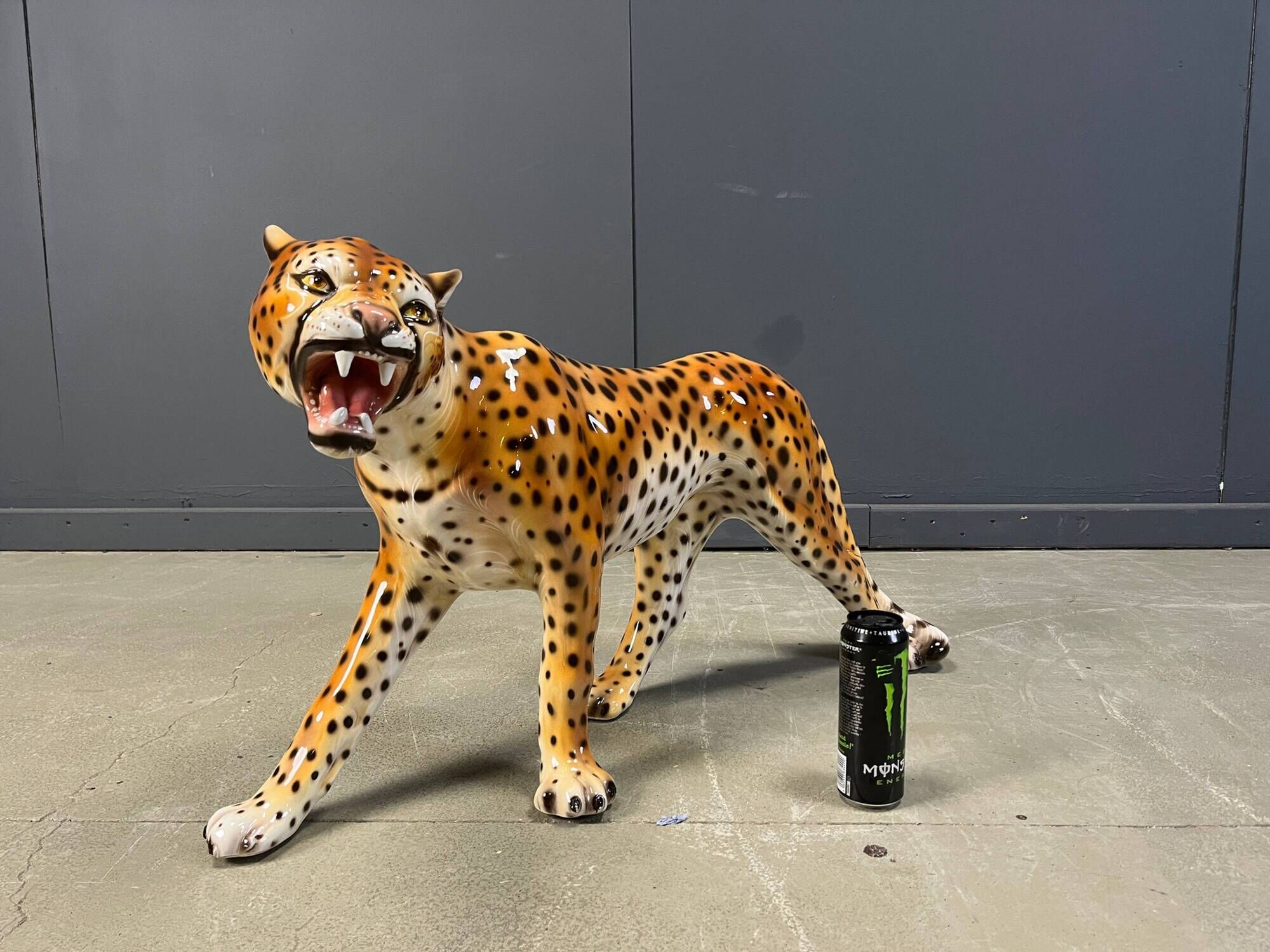 Large Italian ceramic leopard statue, 1960s
