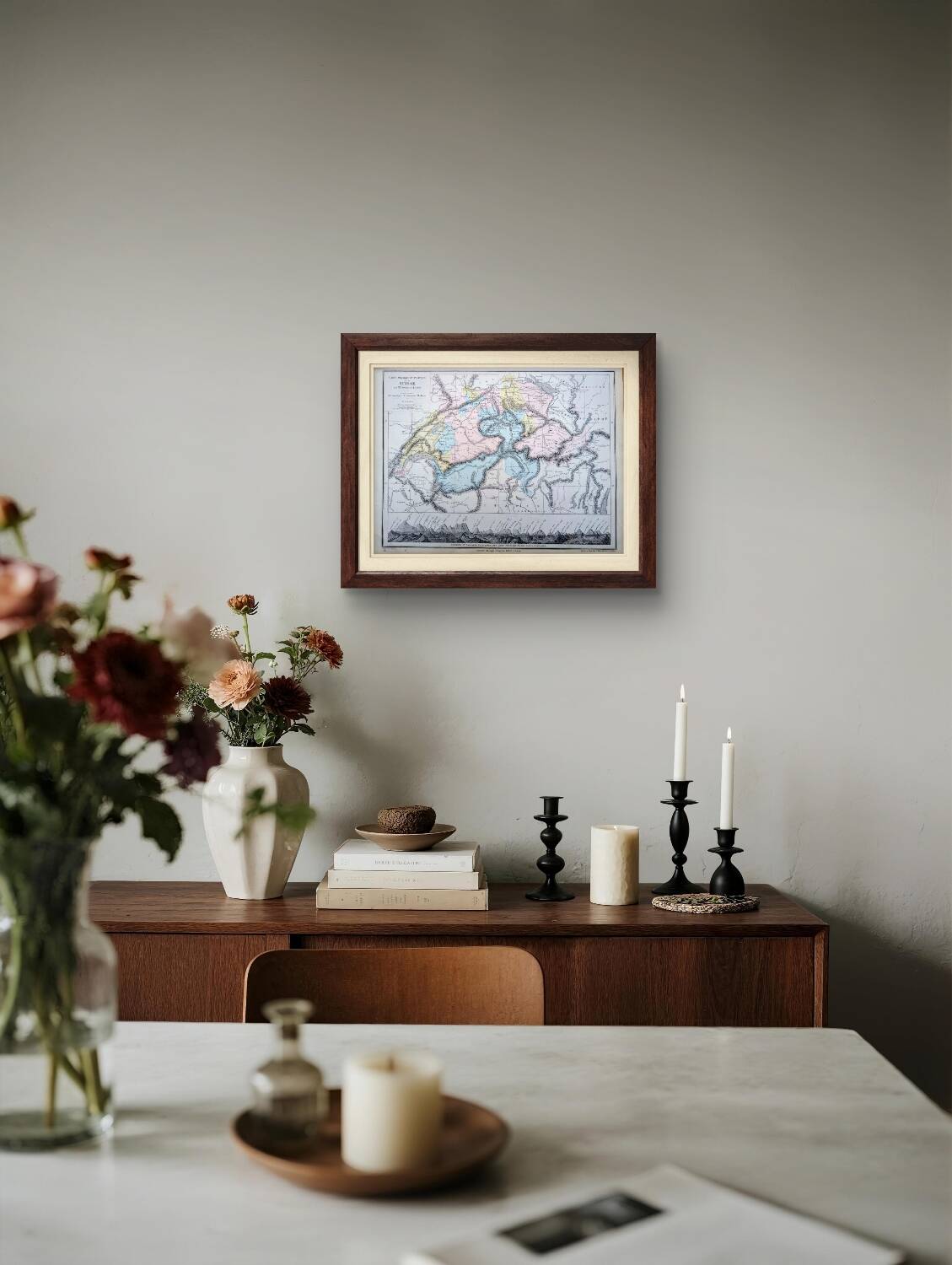 Switzerland, original map printed in 1879.