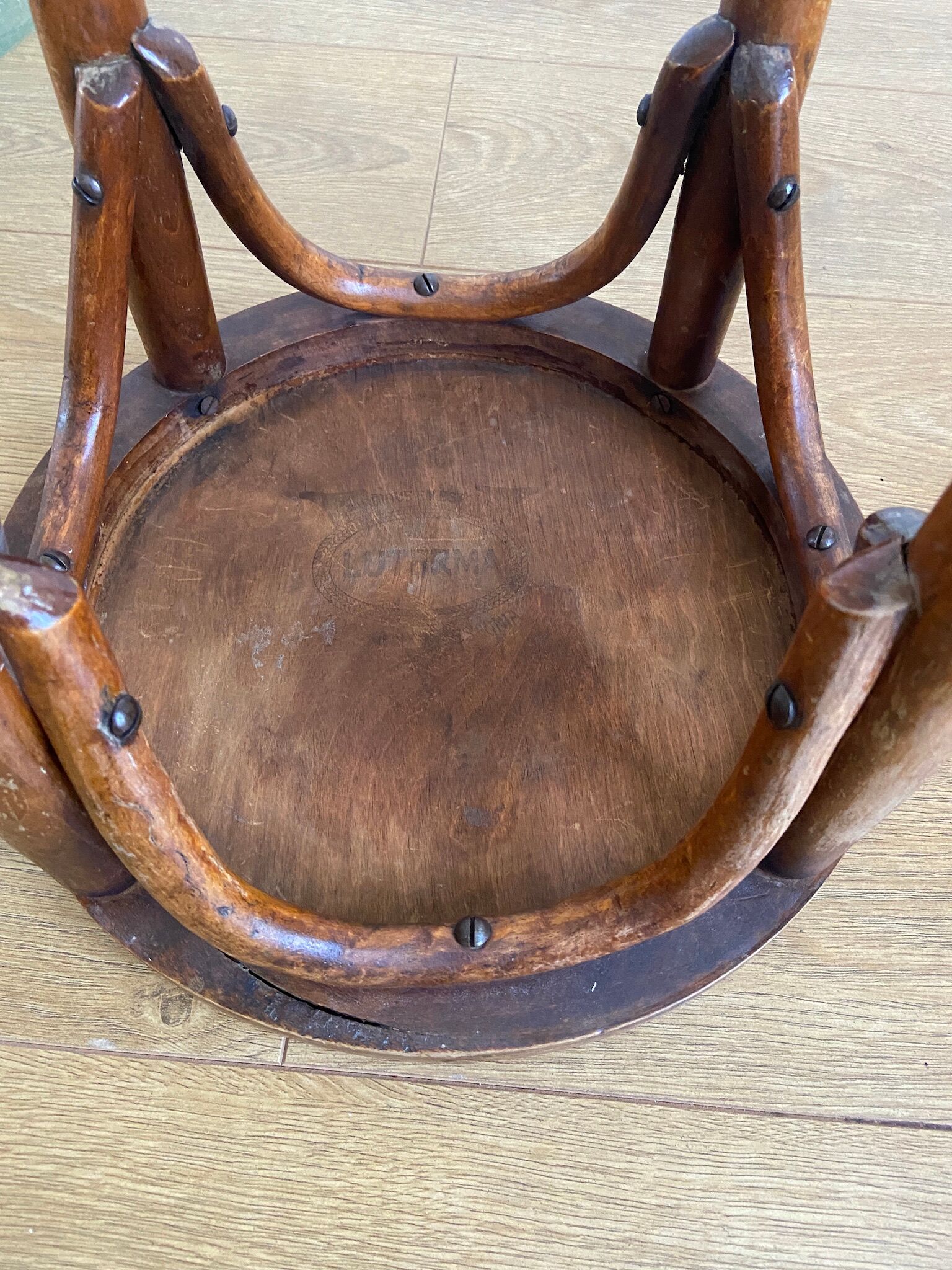 Luterma stool in curved wood early xxth