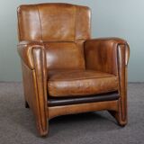 Striking modern design armchair made of high-quality sheepskin leather