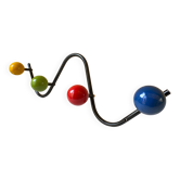 Portemanteau murale patère boule multicolore original vintage années 60