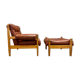 Armchair and its Ottoman leather design 1950.