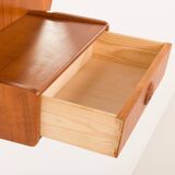 Miroir mural scandinave rare du milieu du siècle avec une console et une lumière, années 1950