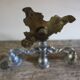 Candlestick two branches three candles regulated gilding