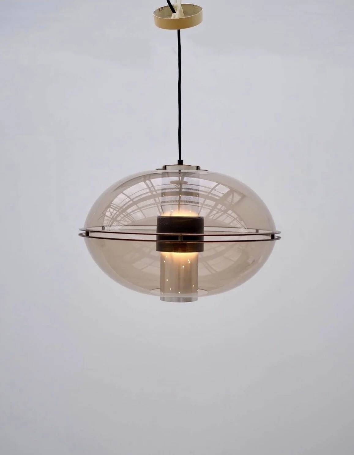 "Orbiter" chandelier by RAAK in metal and plexiglass, Netherlands 1970