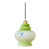 Vintage suspension globe in white and green opaline.