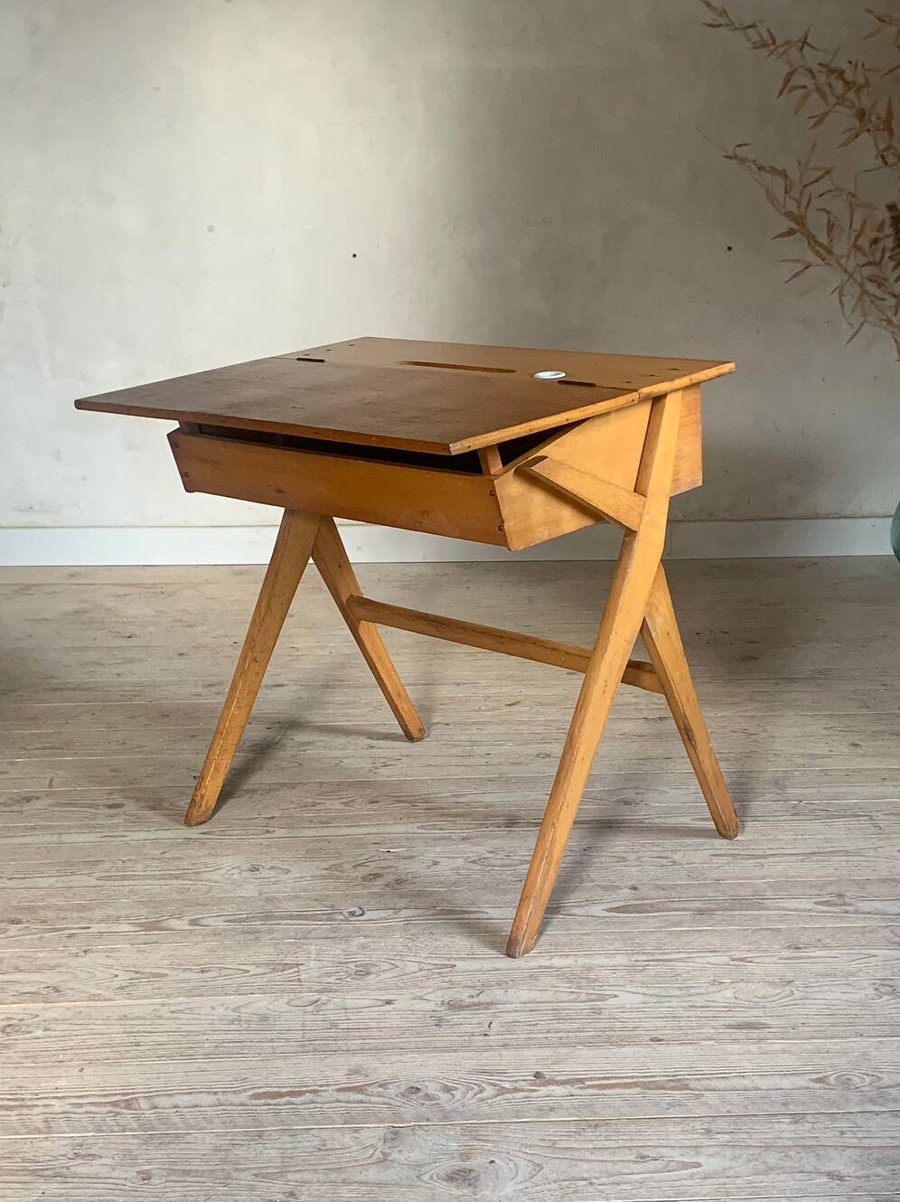Bureau pupitre vintage pied compas portique