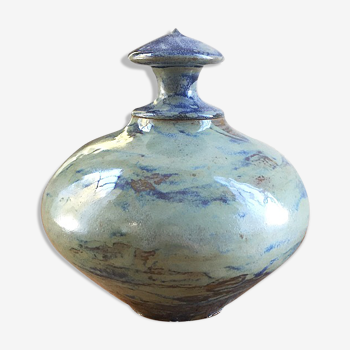 Vase pot en céramique bleu