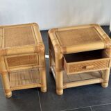 Vintage bamboo bedside tables