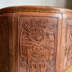 Carved leather pouf in the Mayan style by Angel Pazmino, Ecuador, 1960