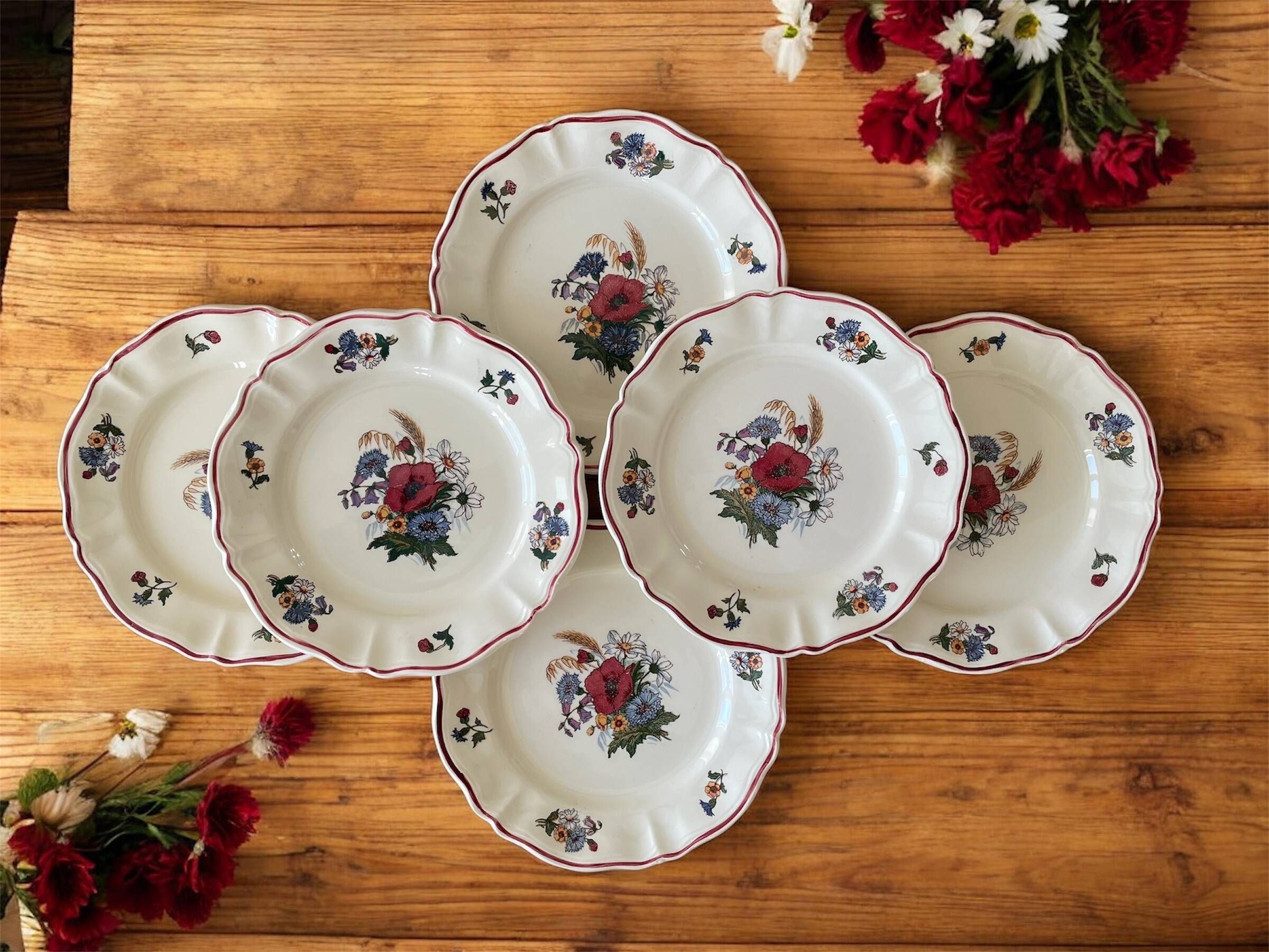 6 antique dessert plates in Sarreguemines earthenware