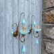 Pair of vintage turquoise blue opaline glass bead sconces
