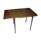 Brown formica table with 2 extension cords and drawer