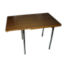 Table en formica marron avec 2 rallonges et tiroir