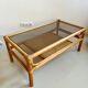 Coffee table 1960s/70s - smoked glass / bamboo / rattan / wicker