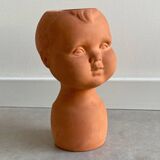 Vintage terracotta kids head vase