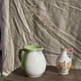 Mini vase with stylised flowers in green and yellow roses, H15.5.