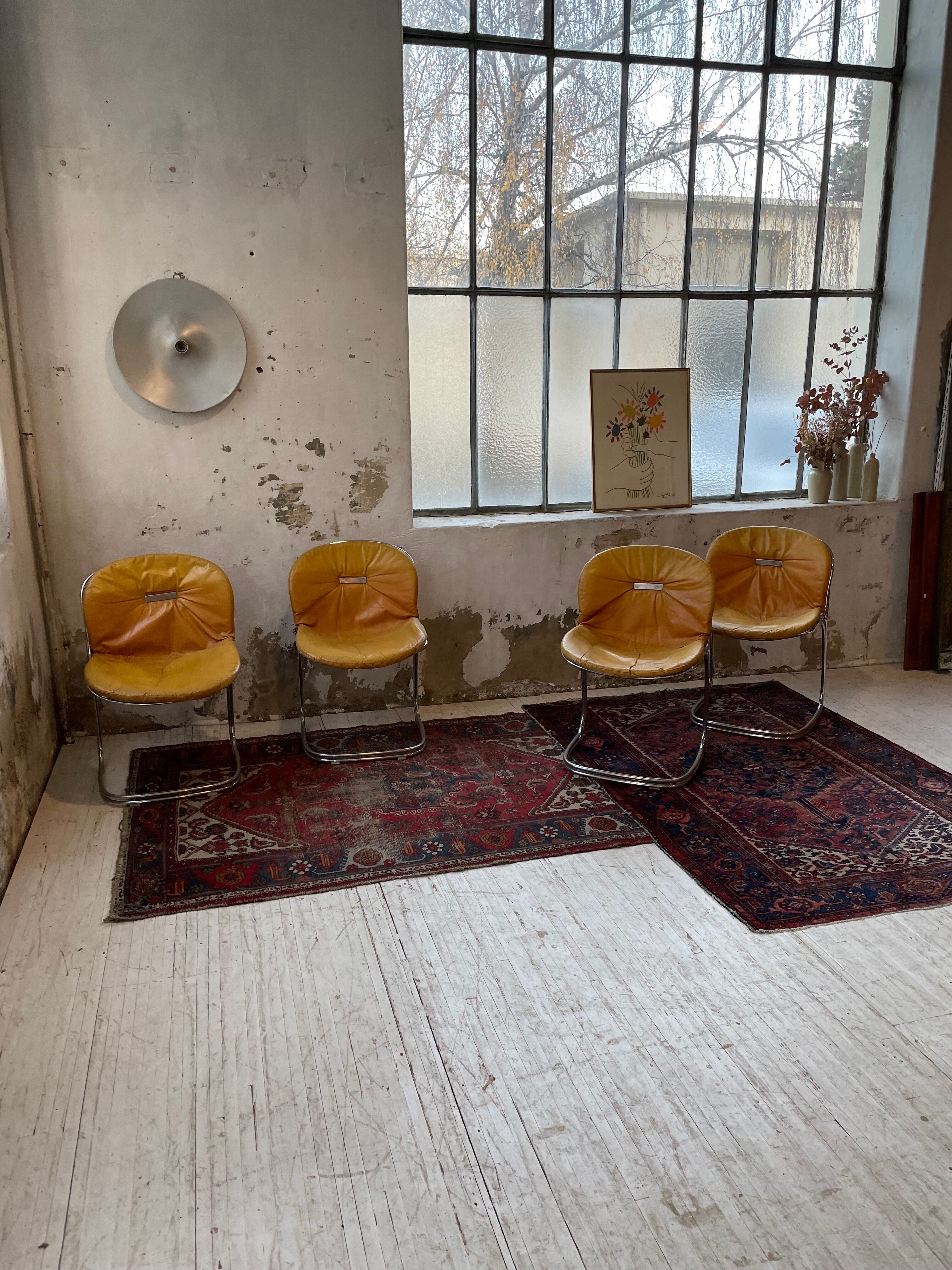4 chairs Rinaldi "Sabrina" yellow leather