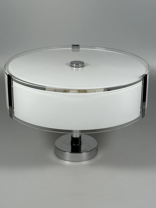 1970s 1980s Ceiling Lamp by Honsel Leuchten Germany in Glass & Chrome