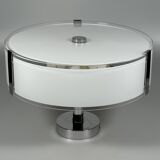 1970s 1980s Ceiling Lamp by Honsel Leuchten Germany in Glass & Chrome