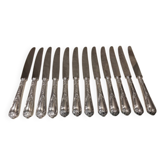 12 silver-plated table knives, Ercuis silversmith, Louis XV style, 29