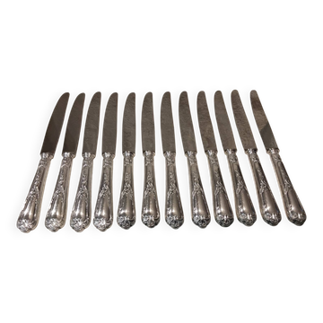 12 silver-plated table knives, Ercuis silversmith, Louis XV style, 29