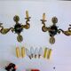 Empire bronze sconces with decorations of swans, palmettes and acanthus leaves