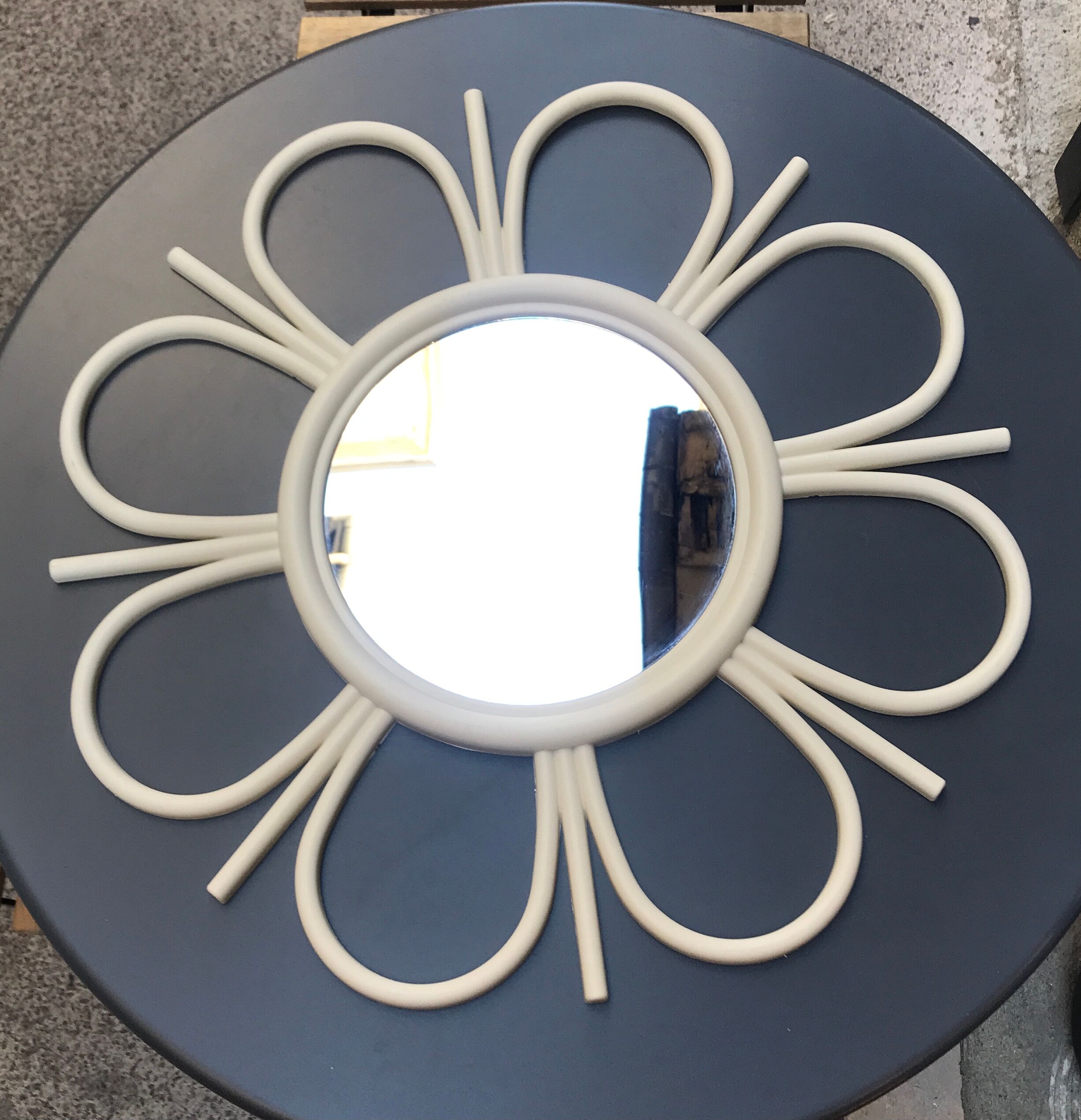 Vintage beige flower mirror