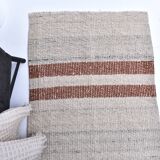 285x70 cm wool runner carpet, beige orange wool kilim carpet, vintage kilim