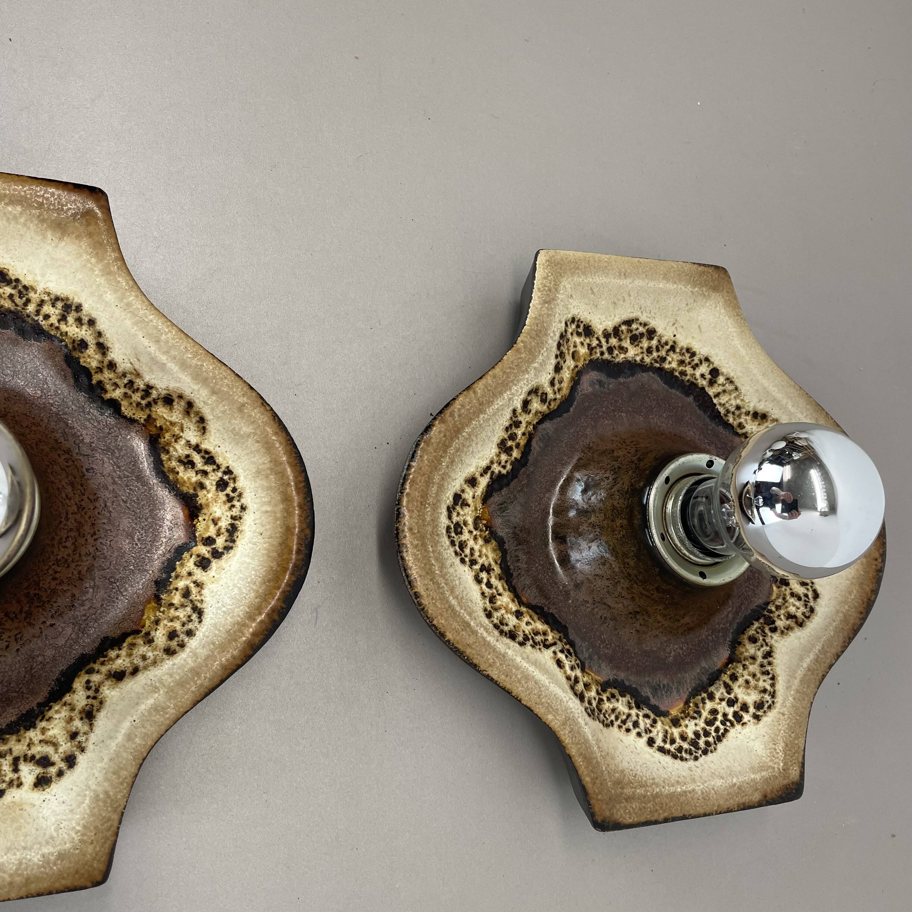 Set of Two POP ART Ceramic Fat Lava Wall Lights by ARO Lights Germany 1970s