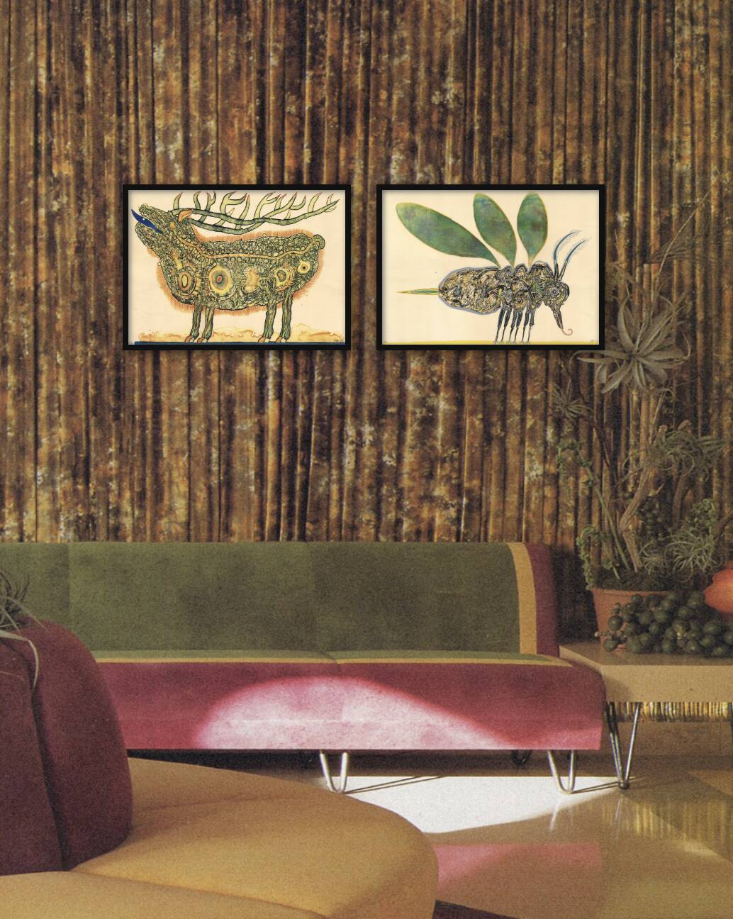 Signed 60s outsider art screenprint