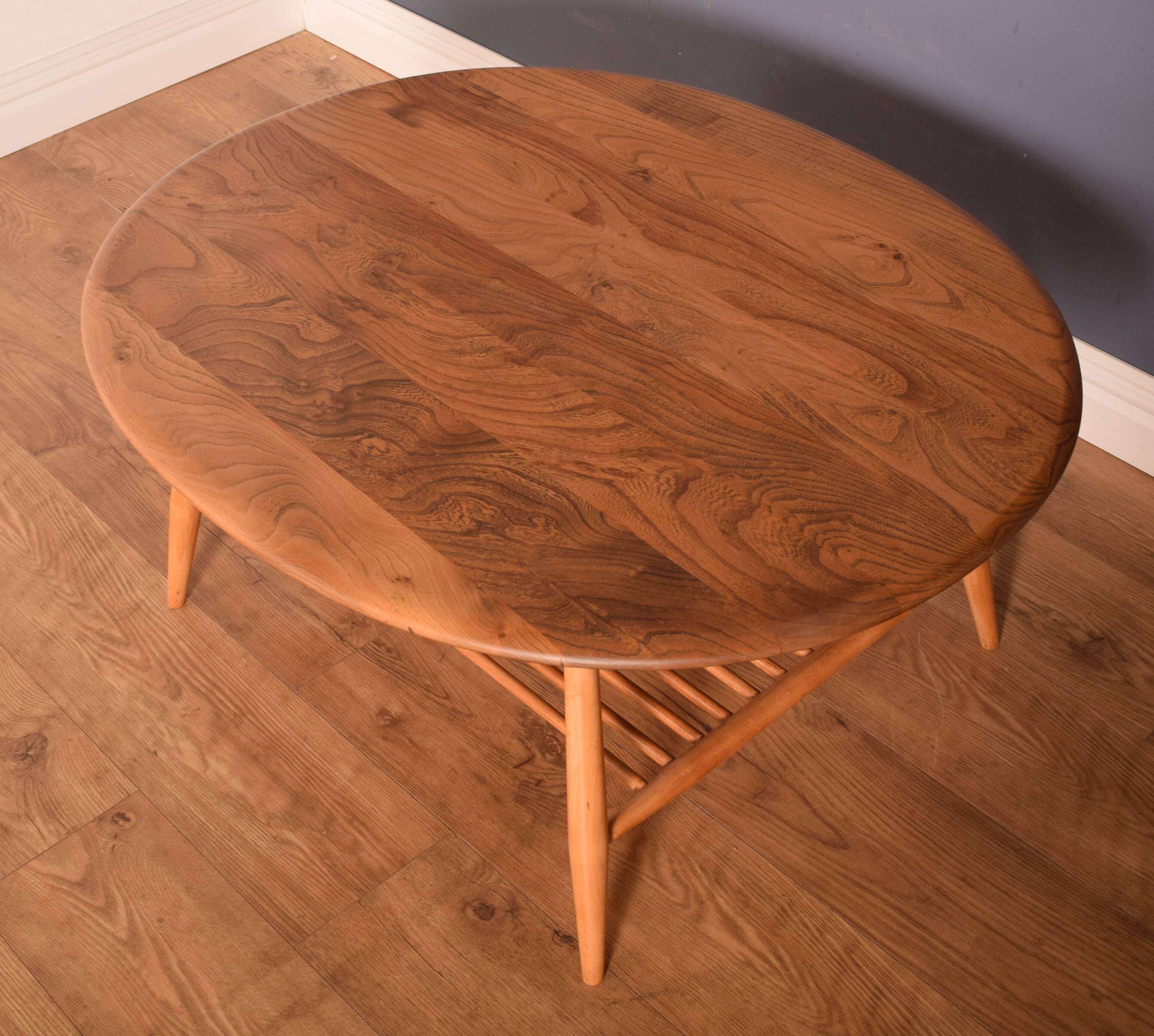 Table à souper ovale vintage vintage elm retro ercol 454 avec porte-magazines