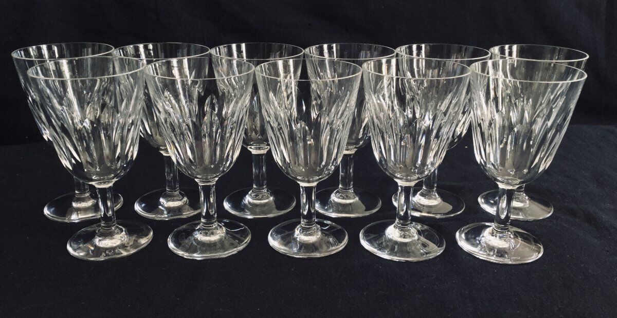 Set of 11 crystal red wine glasses Baccarat model Casino