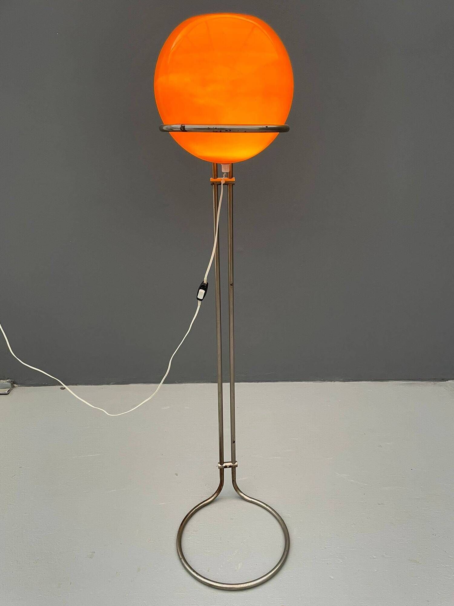 Atomic age Orange glass floor lamp by Tibor Hazi, Hungary, 1973