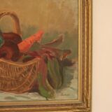 Original Swedish Oil on Canvas “Vegetable Basket” – G Wald Vintage
