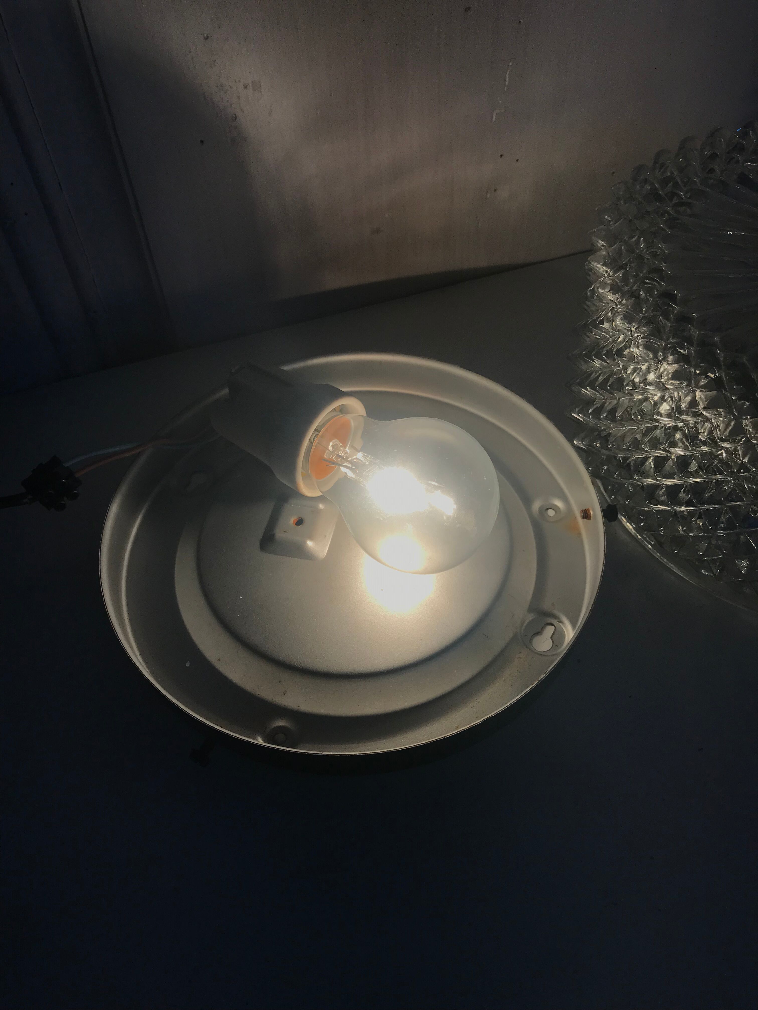 Glass ceiling light circa 1960