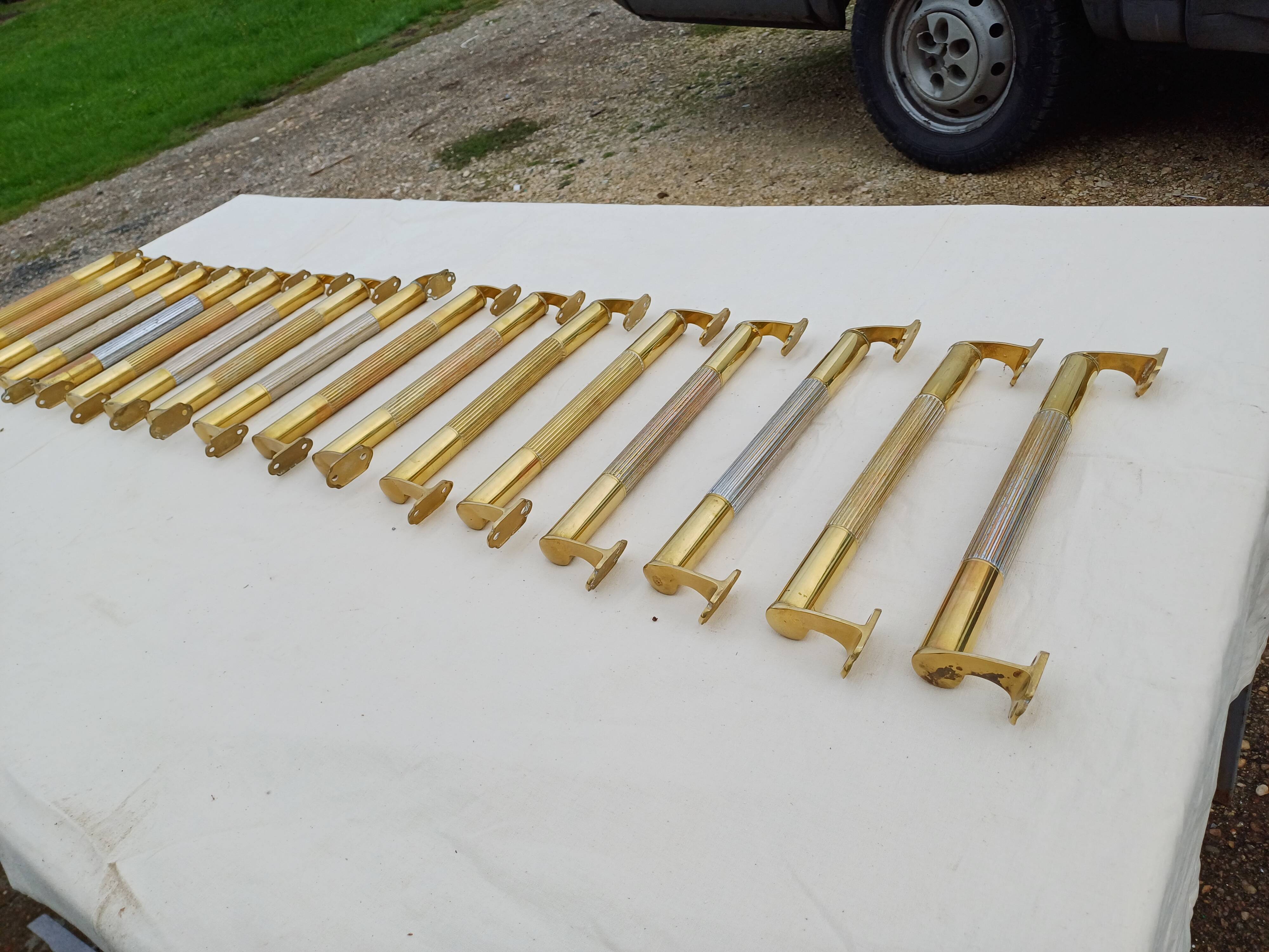 Set of 17 Art Deco Brass Door Bars
